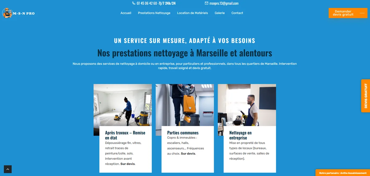 Les prestations de nettoyage